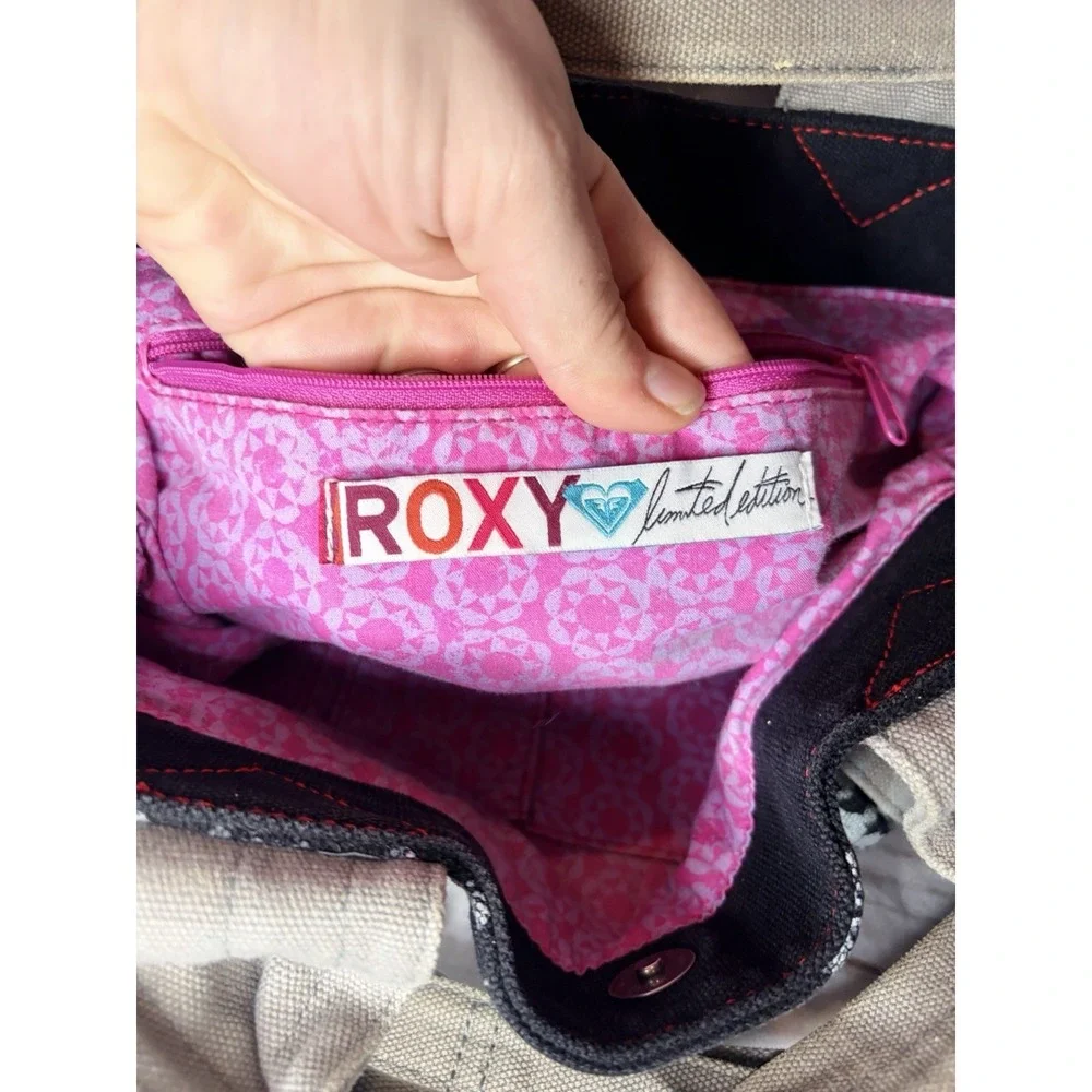 Vintage Y2K Roxy Limited Edition Graffiti Tote Bag Canvas‎ Large Boho Chic
